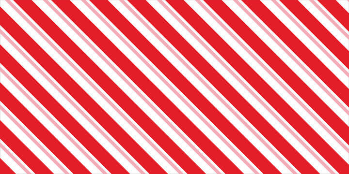 Candy cane Christmas background, peppermint diagonal stripes print seamless pattern
