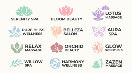 Collection of spa and beauty logos. © Abhinaya Project
