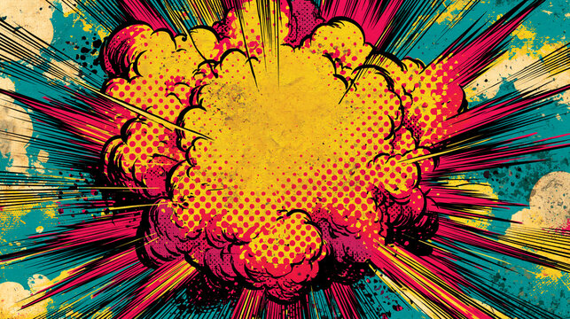 1950s vintage comic book style explosion abstract colorful background