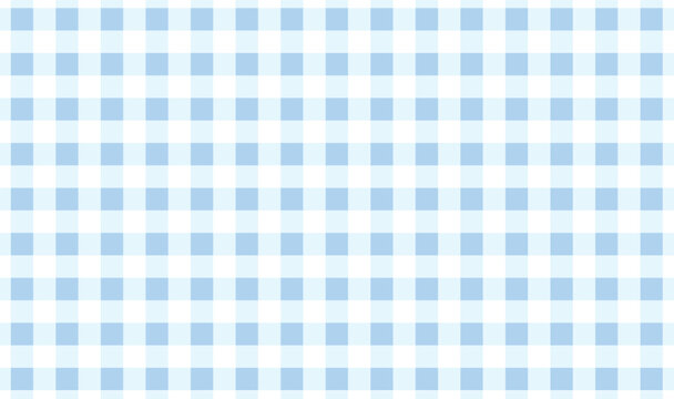 Seamless light blue gingham pattern for fabric. Blue color check plaid square texture kitchen Table cloth textile. bold checkered grid