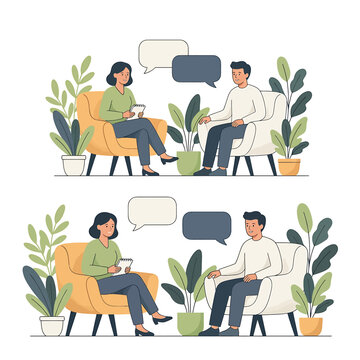 People talking in therapy session.