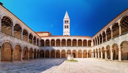 Fototapeta premium atrium of euphrasian basilica porec istria croatia wide angle view of atrium of euphrasian basilica