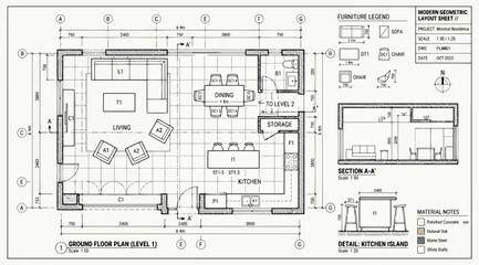 Architectural floor plan layout for a residential house © Saharia