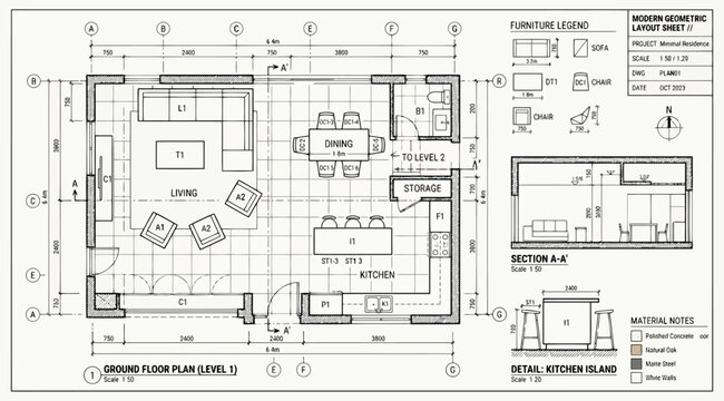 Architectural floor plan layout for a residential house