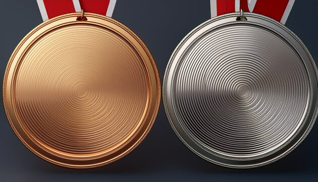 award golden silver and bronze blank medals isolated 3d realistic round frames medal or coin winner emblem