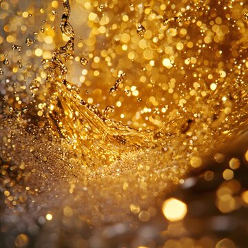 Gold Glitter Suspended in Water Bubbles Luxury Background
