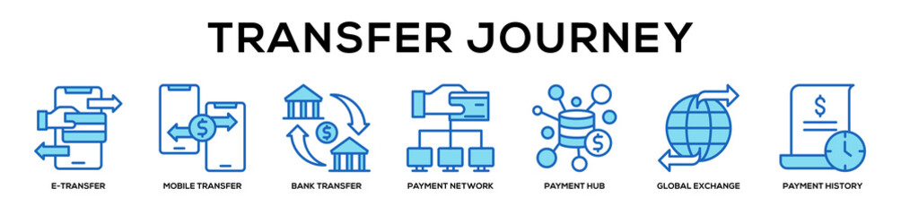 Fototapeta premium blue - Transfer Journey web banner icon vector illustration concept