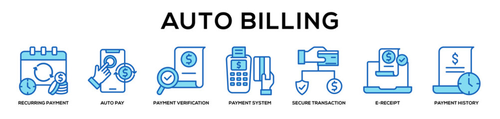 Fototapeta premium blue - Auto Billing web banner icon vector illustration concept