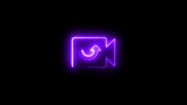 Neon purple camera with refresh arrow animation glowing
