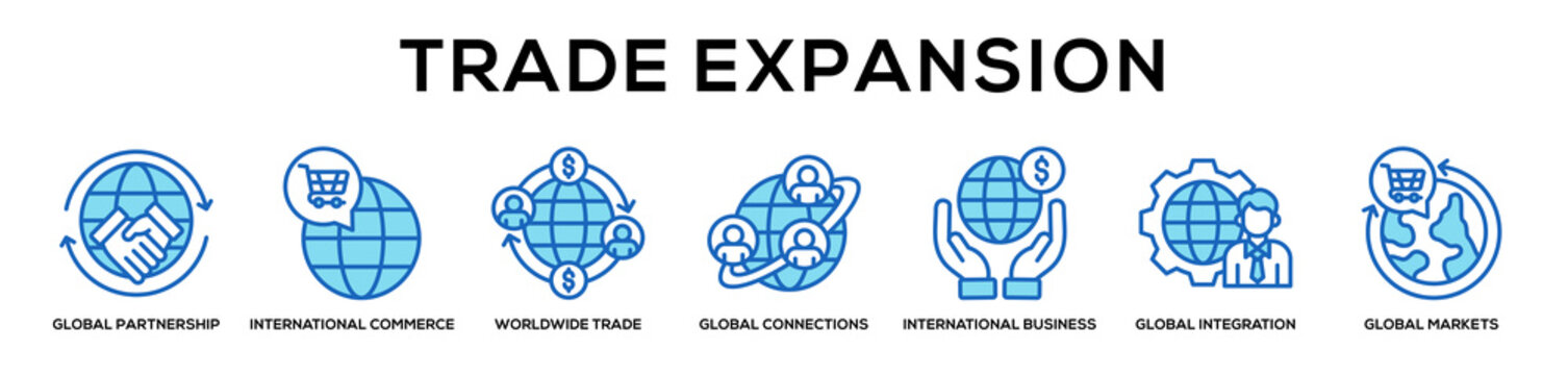 blue - Trade Expansion web banner icon vector illustration concept