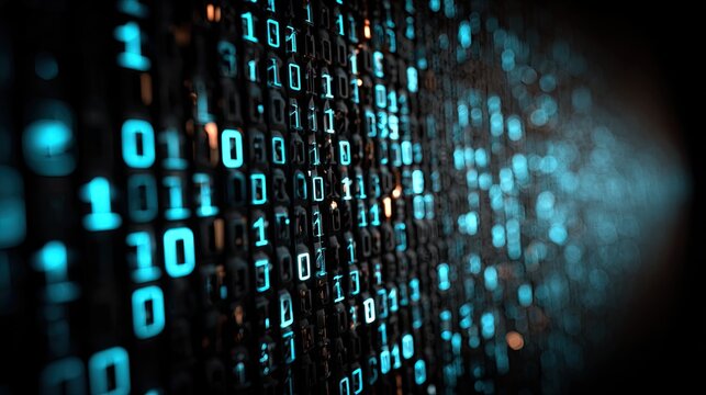 Abstract 3d render of a digital matrix in shades of blue, computer programming and tech, tech background, professional graphic resource, 8k quality. 