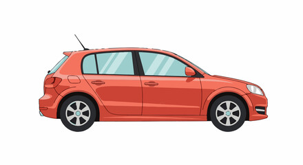 Fototapeta premium A side view of an orange hatchback car with silver rims