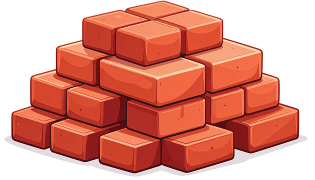 A stack of red bricks together.