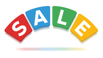Fototapeta premium Creative sale lettering for retail advertising, ecommerce campaigns and promotional materials. Customizable vector sticker label badge suitable for websites, banners, posters and marketing content.
