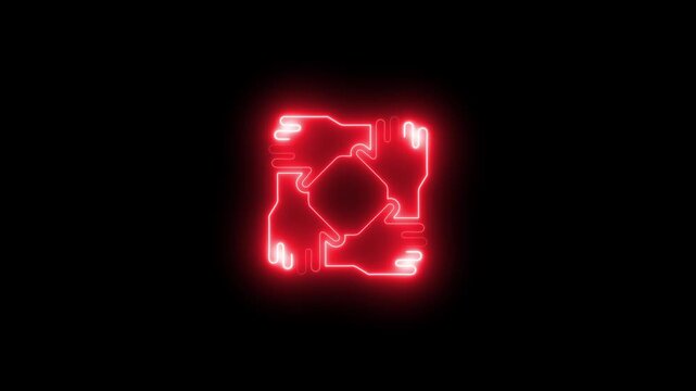 Glowing neon hands linked in unity symbol animation