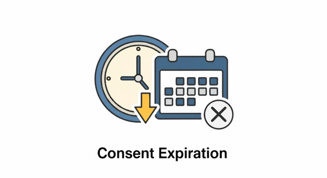 Consent Expiration Illustration with Clock and Calendar Icon.