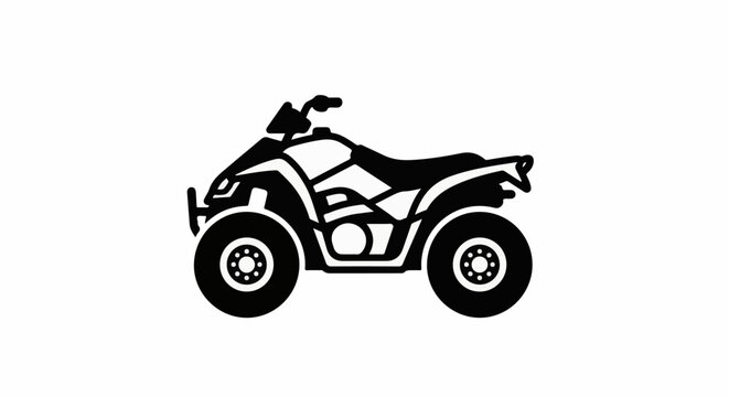 A stylized black silhouette of a four-wheeled all-terrain vehicle, ready for adventure