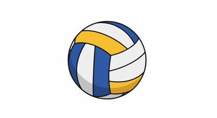 Obraz premium A stylized illustration of a volleyball with blue, white, and yellow panels on a white background