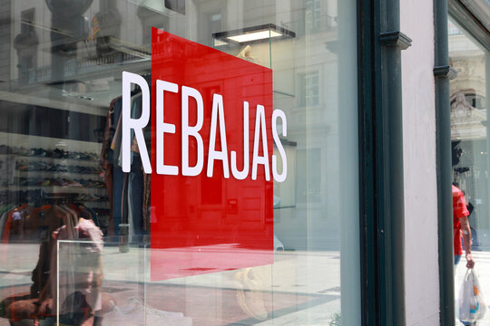 Rebajas - sales sign in Spain. Shopping during the sales season