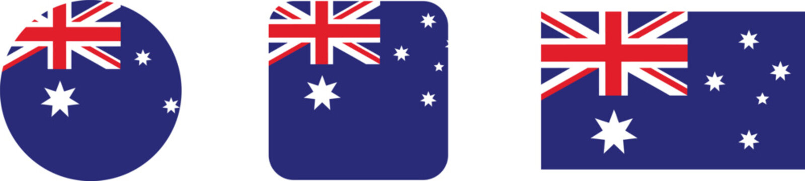Vector australian flag icons set circular rounded square rectangular designs