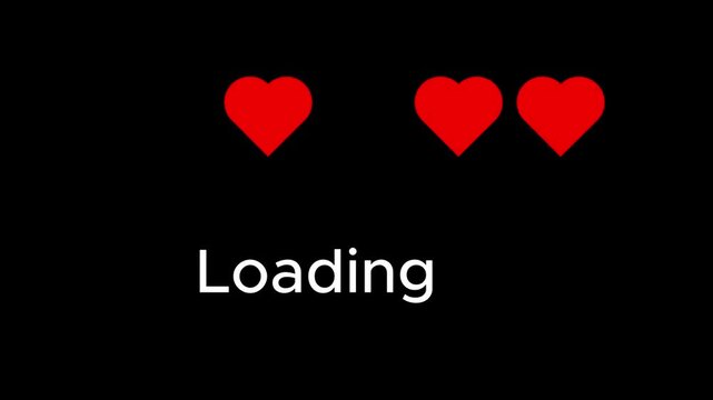Animated video heart battery loading counter bar game process progress computer, banner overlay transparent background.
