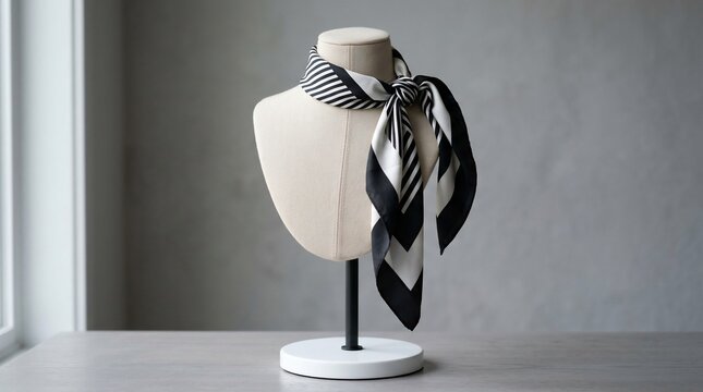Fashionable neck scarf on mannequin bust