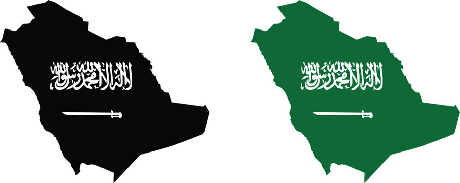 Saudi arabia map vector illustration with national flag