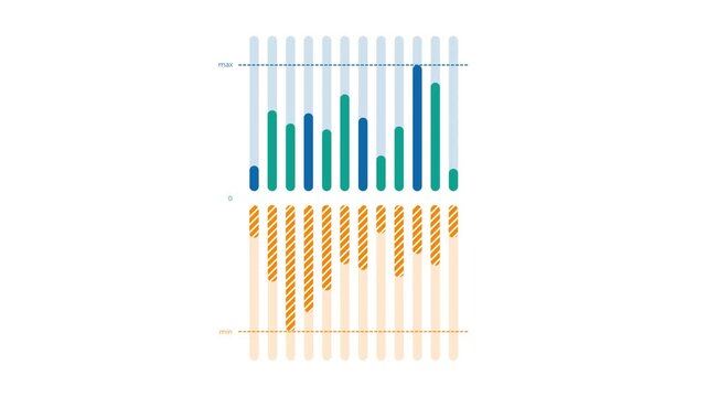 Animated element of business infographic - diverging column chart