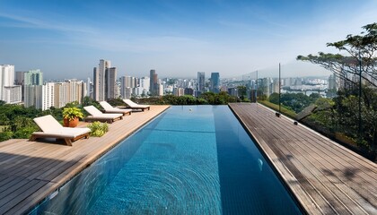 Fototapeta premium modern pool terrace with cityscape moema neighborhood sao paulo