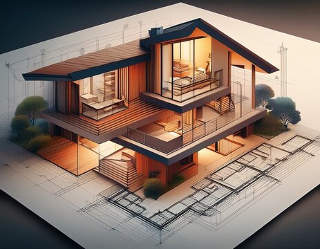 a house design that s been cut open showing the inside it s a 3d drawing