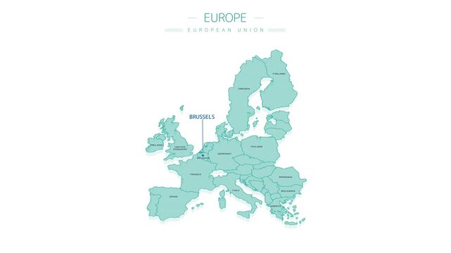 Animated element of geographic infographics - map of EU countries