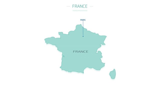 Animated element of geographic infographics - map of France