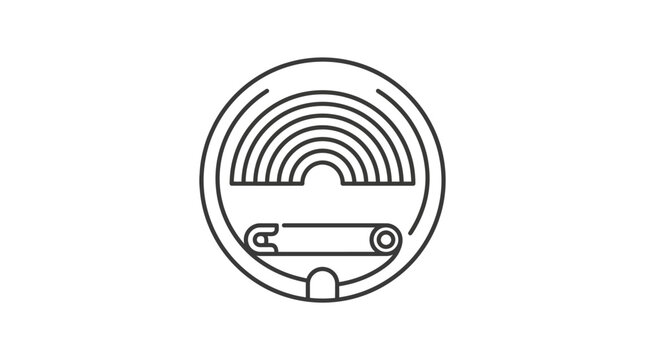 Pride pin button icon with rainbow arc design.