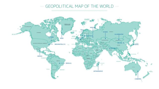 Animated element of geographic infographics - world map
