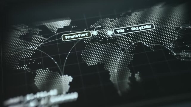 Digital privacy and VPN concept with global network map