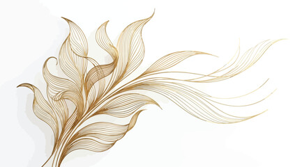 Graceful golden leaf branch ornament © Saharia