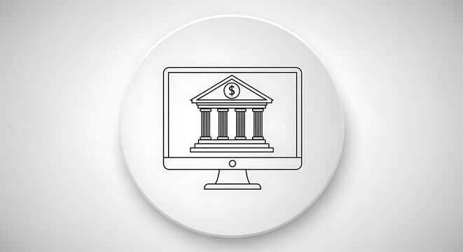 Online banking computer screen icon with computer internet technology business financial transaction communication electronic
