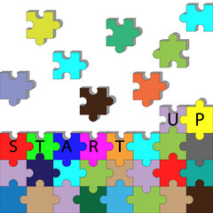 Naklejka premium Building startup puzzle