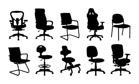 Collection of Ten Different Professional Office and Ergonomic Seating Silhouettes