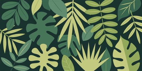 foliage monstera palm fern seamless repeat pattern vector art © AIcon Vector