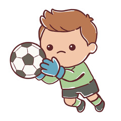 Obraz premium boy playing soccer gaol keepper 