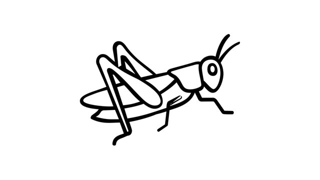Stylized jumping grasshopper with long hind legs line icon vector illustration, perfect for environmental branding and educational materials with its clean and professional minimalist design.