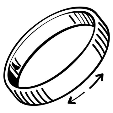 Circular stretchable athletic headband vector icon for fitness and sports gear illustration. Minimalist line art design of a sweatband accessory for running or gym workouts on white background.