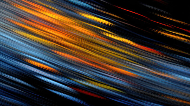 Dynamic Abstract Light Streaks and Motion Blur in Blue and Orange Tones