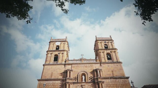 facade of Parish Church of the Immaculate Conception stone construction in barichara santander colombia