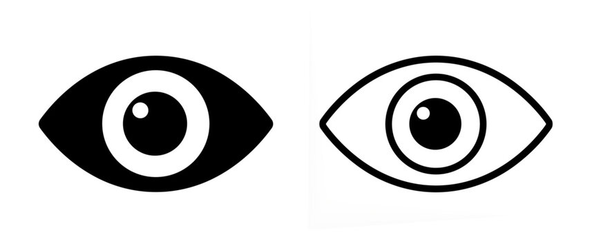 Eye Icon Set Flat and Outline Vision Vector Illustration