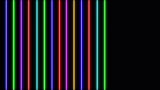 Vertical Colorful Animated Motion Lines Video Background Featuring Glowing Neon Light Streaming Effect for Smooth Looping Motion Backdrop and Overlay Use.