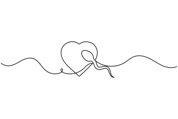 Obraz premium Sperm cell continuous line art minimalist outline icon for fertility concept