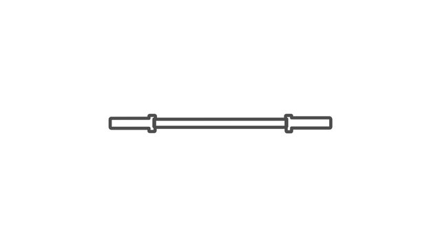 Empty straight barbell shaft line icon vector illustration with editable stroke for custom gym equipment design professional fitness weightlifting gear isolated on white background clean.