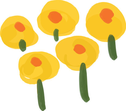 Hand Painted Floral Bloom Element Illustration